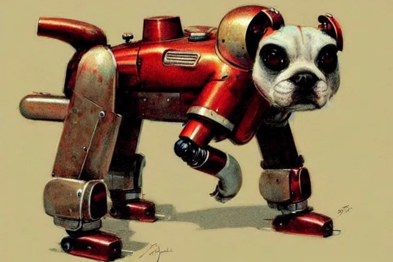 Prompt: scout ( ( ( ( ( 1 9 5 0 s retro future robot android dog. muted colors. ) ) ) ) ) by jean baptiste monge!!!!!!!!!!!!!!!!!!!!!!!!! chrome red