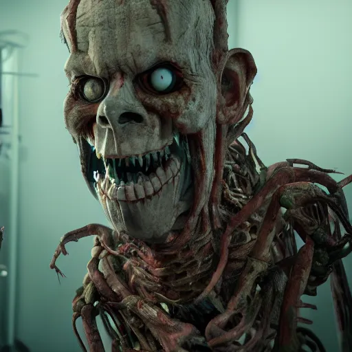 Image similar to horror animatronic, by wlop, 8 k, super detailed, octane render, vfx, super realistic, unreal engine 5