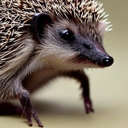 Image similar to a hedgehog with spiders on its back instead of spikes, spiders, scary, freaky