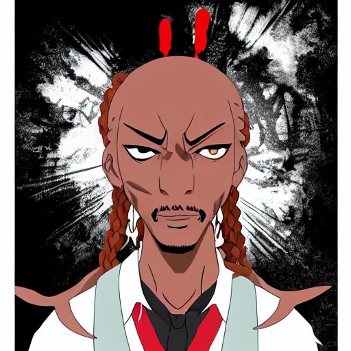 Prompt: anime villain portrayed by snoop dog