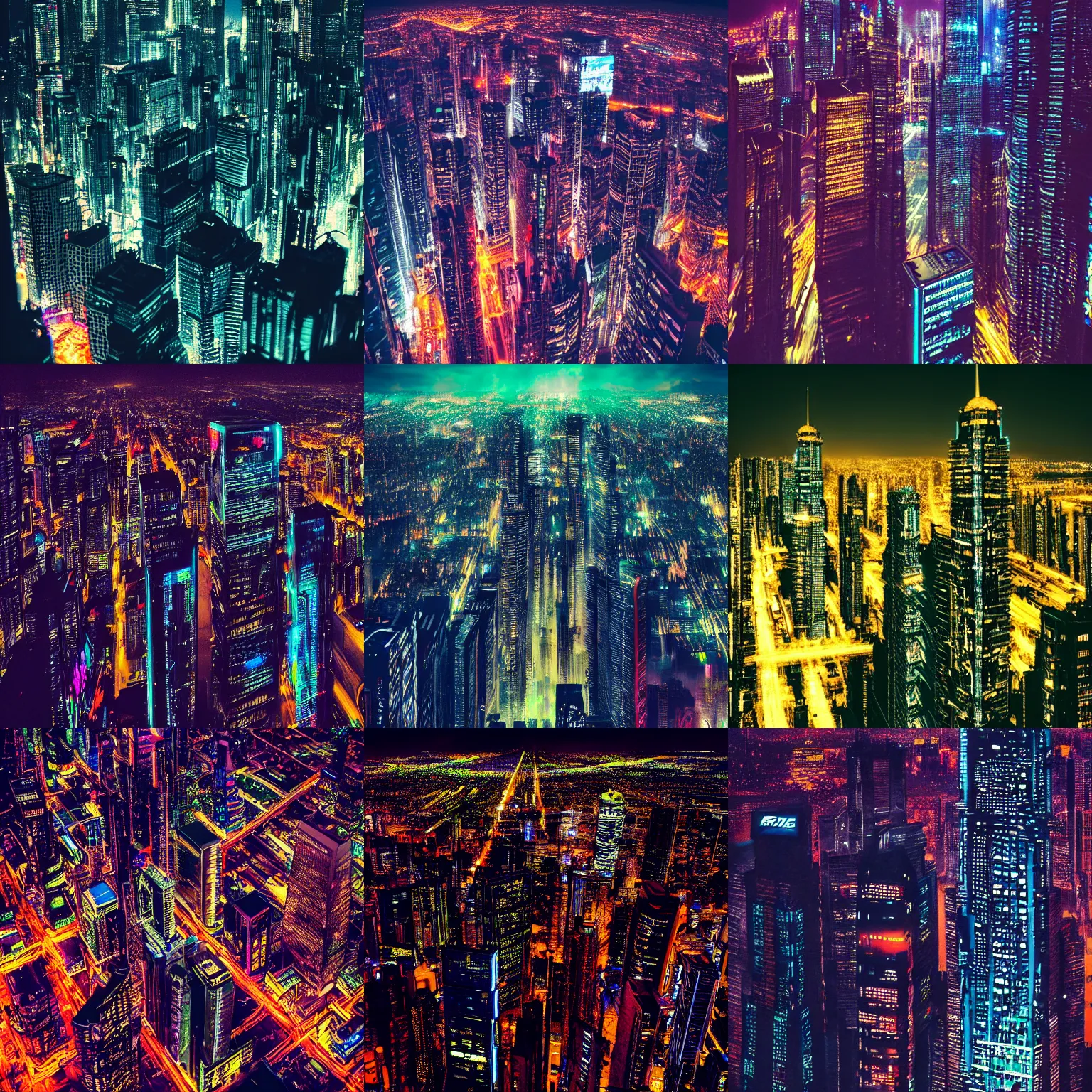 Prompt: a masterpiece!!! photograph of a very large city filled with lots of tall buildings, aerial view top down, cyberpunk art by liam wong and dan mumford, flickr contest winner, futurism, nightscape, high dynamic range, cityscape