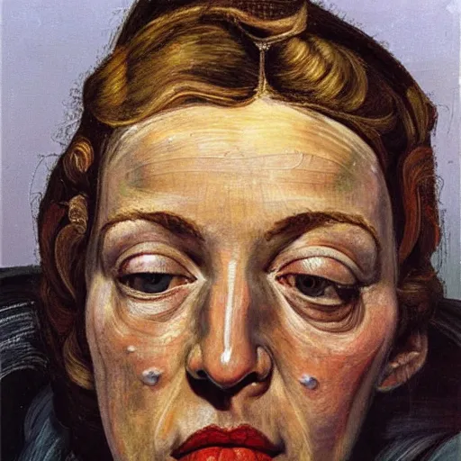 Prompt: high quality high detail painting by lucian freud, hd, portrait of madonna