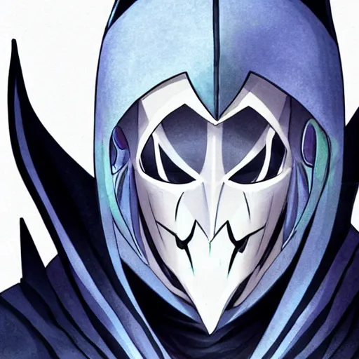 Image similar to Karthus from League of Legends, anime art style