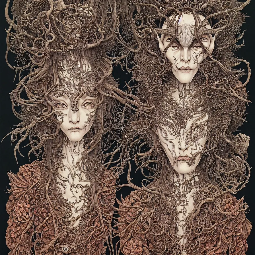 Prompt: portrait painted in jacek yerka style drawn by vania zouravliov and takato yamamoto, inspired by slavic demons, intricate acrylic gouache painting, high detail, sharp high detail, artstation