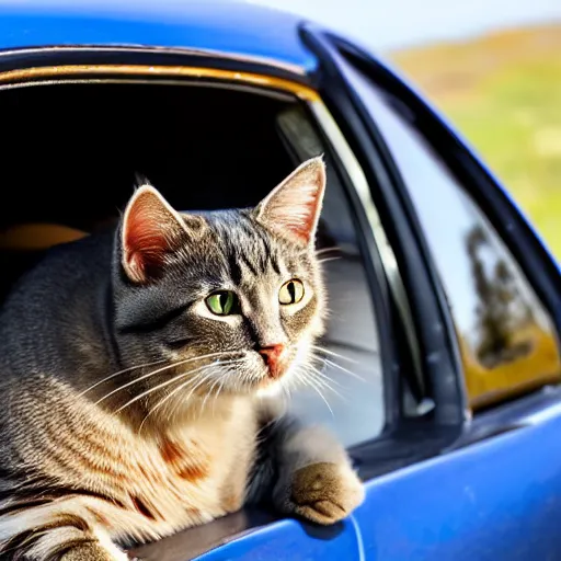Prompt: cat in a car
