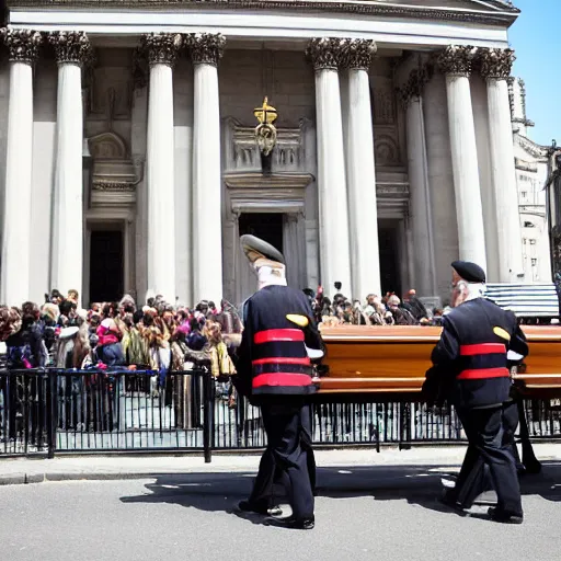 Image similar to st. paul ’ s cathedral in london, funeral procession for a minion