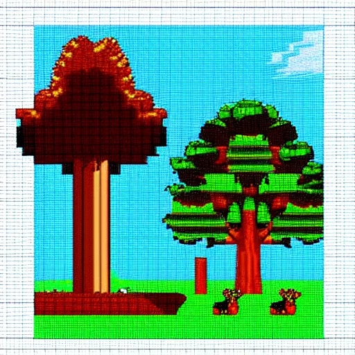 Image similar to pixel art redwoods, nintendo style