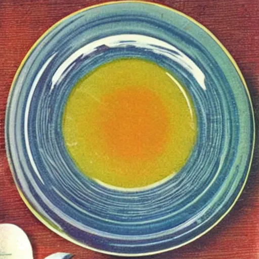 Prompt: color picture of eyeball soup from 1 9 7 0 s cookbook