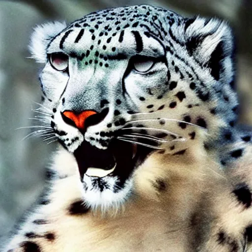 Image similar to Snow leopard smoking weed