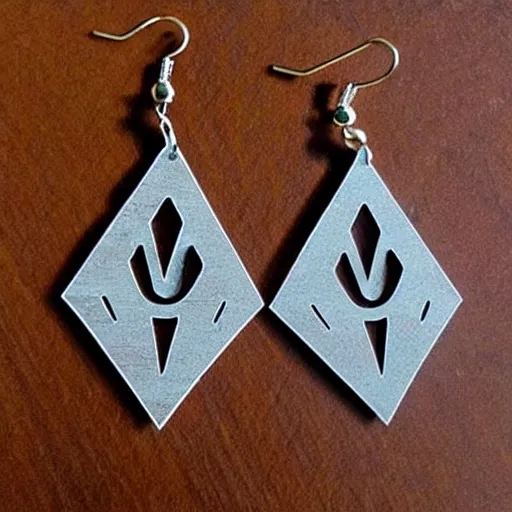 Image similar to 2 d wood lasercut earrings, mystical symbols, 8 k, hd, trending on amazon on artstation, trending on deviantart, trending on etsy, epic digital art