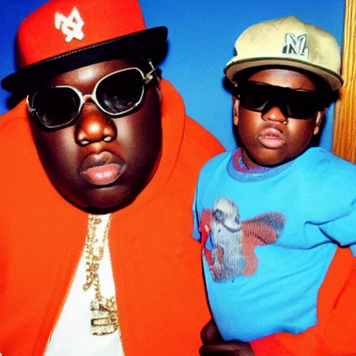 Prompt: Biggie Smalls and Stuart Little, high quality photo, hip hop album cover