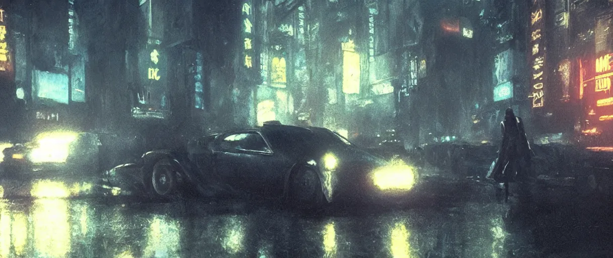 Prompt: realistic screenshot from blade runner movie, intricate, moody lighting, highly detailed, cinematic, photoreal octane rendering, syd mead, liepke, ruan jia, craig mullins, ridley scott