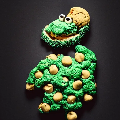 Image similar to !!! cookie monsta!!! made of weed buds eating a cookie photography portrait stylised jonathan zawada soft lighting