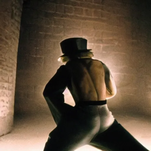 Image similar to Live Action Still of Jerma in A Clockwork Orange, real life, hyperrealistic, ultra realistic, realistic, highly detailed, epic, HD quality, 8k resolution, body and headshot, film still