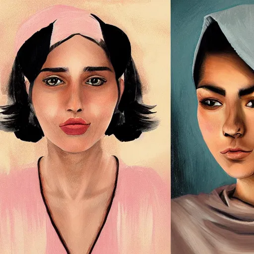 Prompt: female portraits by ahmed aldoori, artwalshy