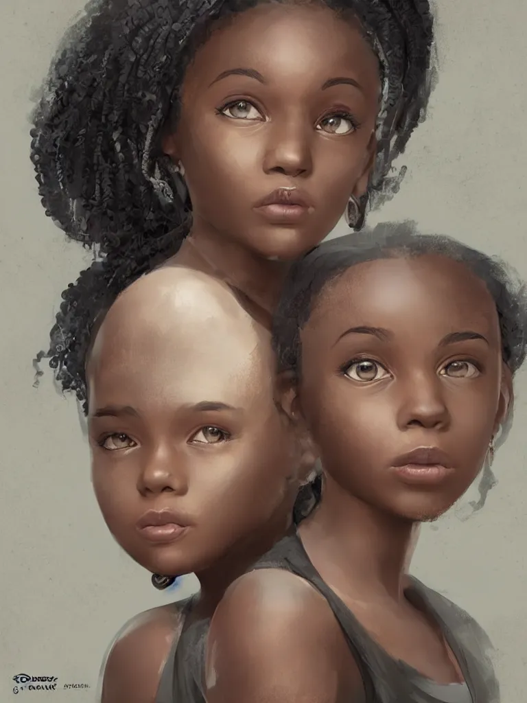 Image similar to beautiful black girl portrait by Disney Concept Artists, blunt borders, rule of thirds