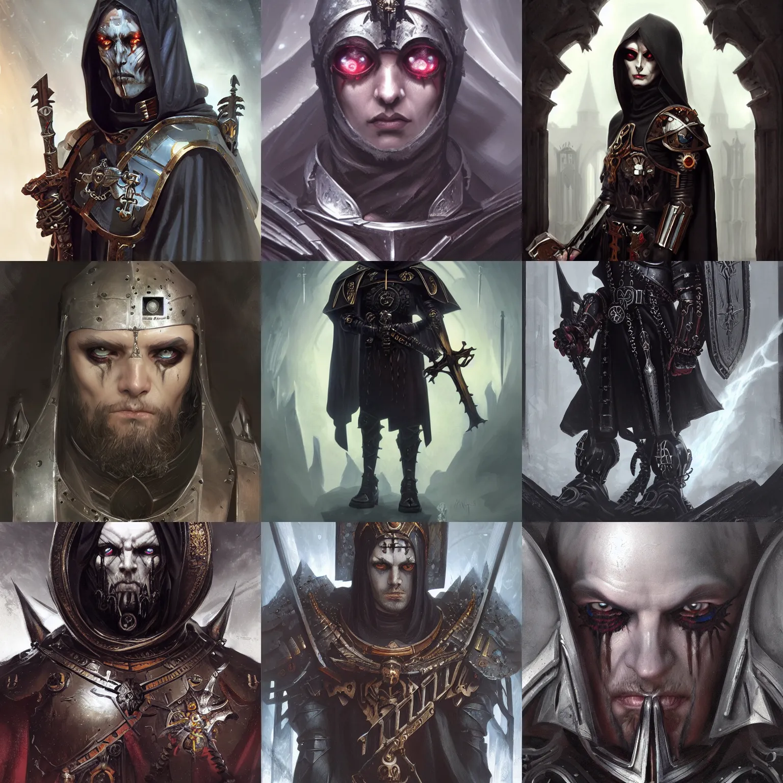 Image similar to gothic byzantine monk, cyborg, dark fantasy, warhammer 4 0 k, portrait, highly detailed, digital painting, trending on artstation, concept art, sharp focus, illustration, art by artgerm and greg rutkowski and magali villeneuve