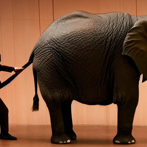 Prompt: an elephant as a guest in opera