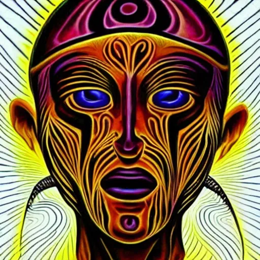 Image similar to Sneeze in the art style of Alex Grey,