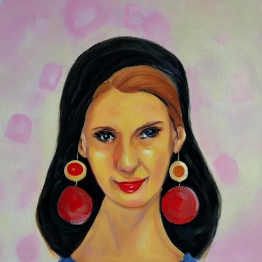 Prompt: The girl with the pizza earring painting by