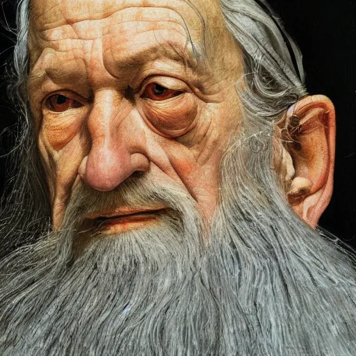 Prompt: high quality high detail painting by lucian freud, hd, gandalf