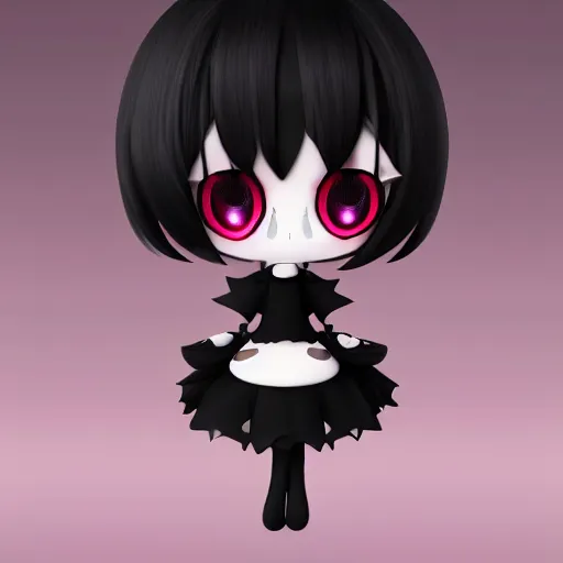 Prompt: cute fumo plush of a pure vantablack arachnid girl with a white glowing heart, lens flare, gothic regal, vray, sparks and liquid fire