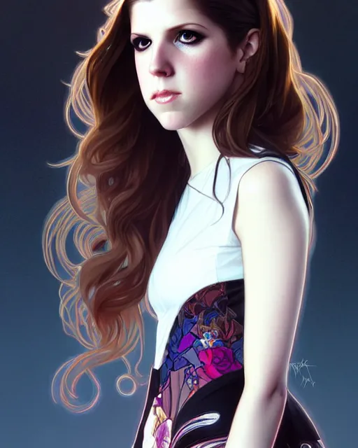 Prompt: portrait of Anna kendrick as a gorgeous punk girl, elegant, digital painting, highly detailed, artstation, concept art, smooth, sharp focus, illustration, art by artgerm and greg rutkowski and alphonse mucha