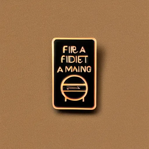 Image similar to a photo of a retro art deco minimalistic clean fire warning enamel pin, studio lighting, behance