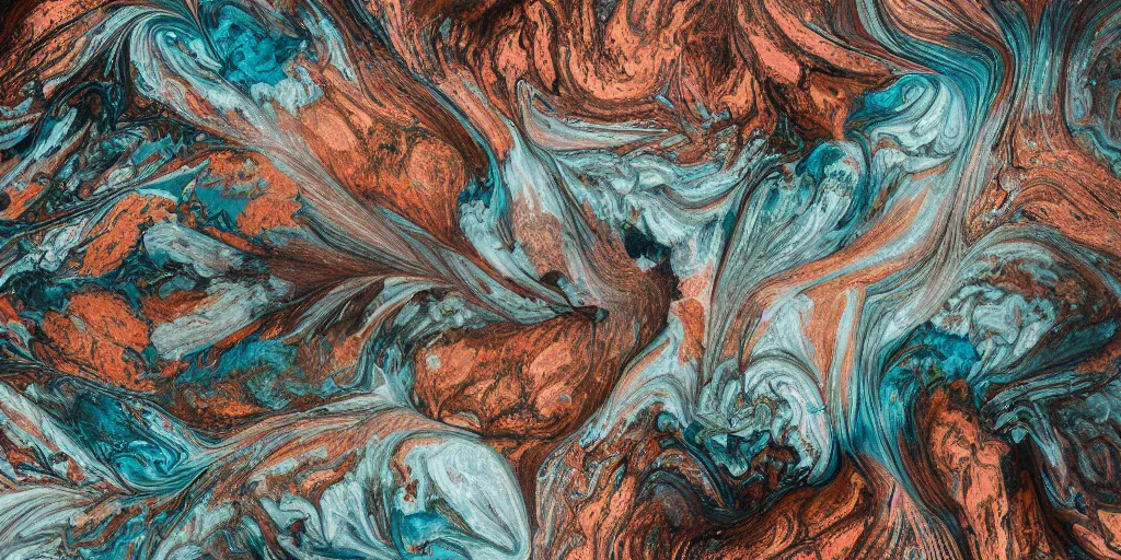 Prompt: shiny marbled floral fractalism, by max muench