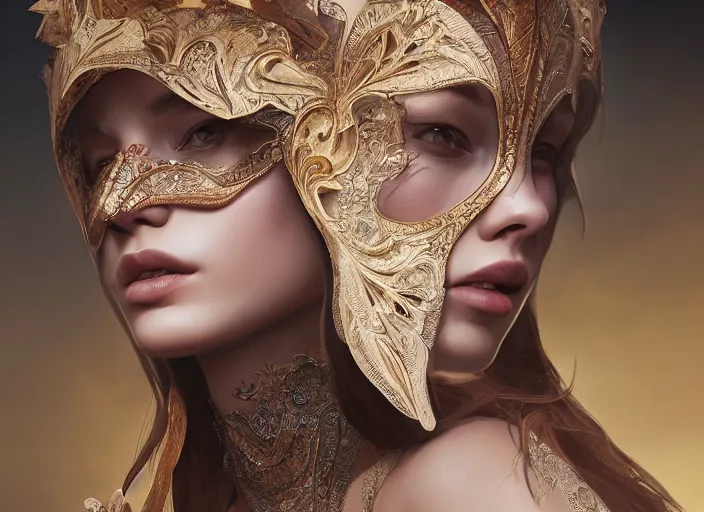 Image similar to masked, perfectly-centered-Portrait of the most beautiful woman on the planet , intricate, highly detailed, artstation, concept art, concept render, octane, redshift, smooth, sharp focus, illustration,award-winning, Unreal Engine 5, 8K, art by artgerm and greg rutkowski and alphonse mucha