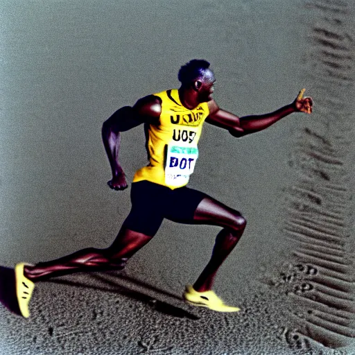 usain bolt running on the moon, kodachrome film Stable Diffusion