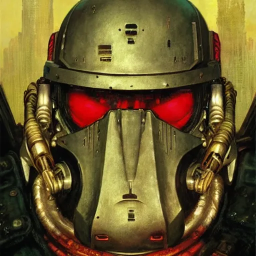 Image similar to the doomslayer as a cyberpunk knight, closeup portrait art by norman rockwell and donato giancola and greg rutkowski