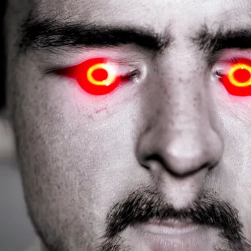 Image similar to a man with red glowing eyes