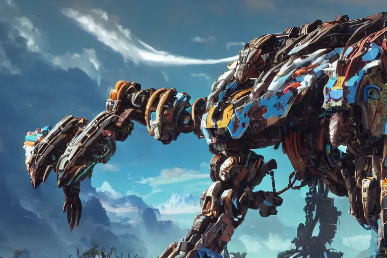 Image similar to bristleback machine mecha animal beast robot of horizon forbidden west horizon zero dawn bioluminiscence global illumination ray tracing hdr fanart arstation by sung choi and eric pfeiffer and gabriel garza and casper konefal