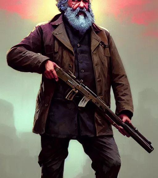 Prompt: highly detailed portrait karl marx with a rifle in gta v, stephen bliss, unreal engine, fantasy art by greg rutkowski, loish, rhads, ferdinand knab, makoto shinkai and lois van baarle, ilya kuvshinov, rossdraws, tom bagshaw, global illumination, radiant light, detailed and intricate environment