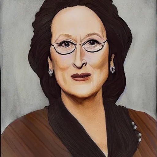 Prompt: “Meryl Streep portrait, Marisa Aragon Ware”