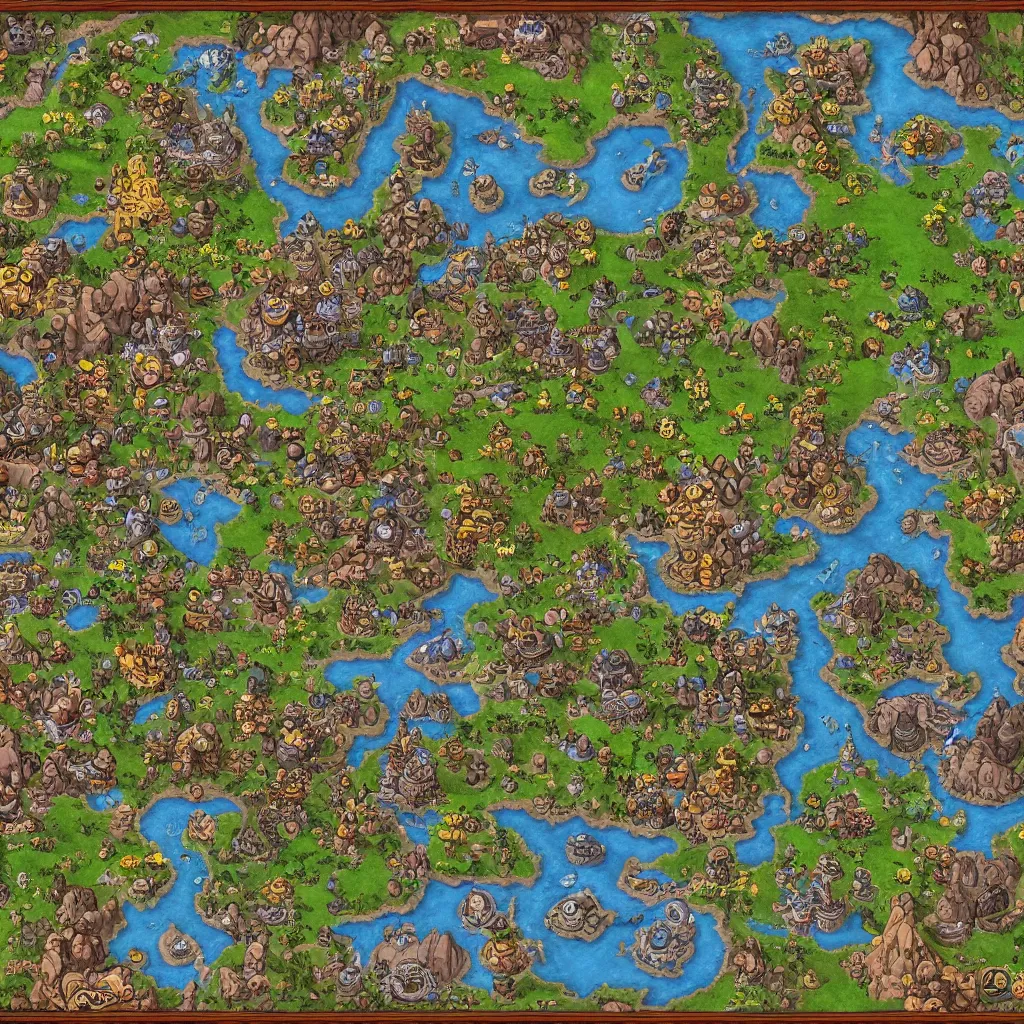 Image similar to Map in the style of World of warcraft map, hyper detailed