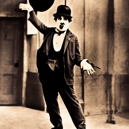 Prompt: charlie chaplin coming back from dead