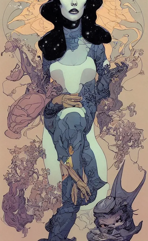 Image similar to a beautiful woman in a future space suit artwork by james jean, Phil noto and rebecca guay