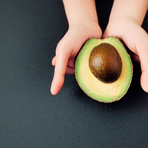 Prompt: hand holding an avocado