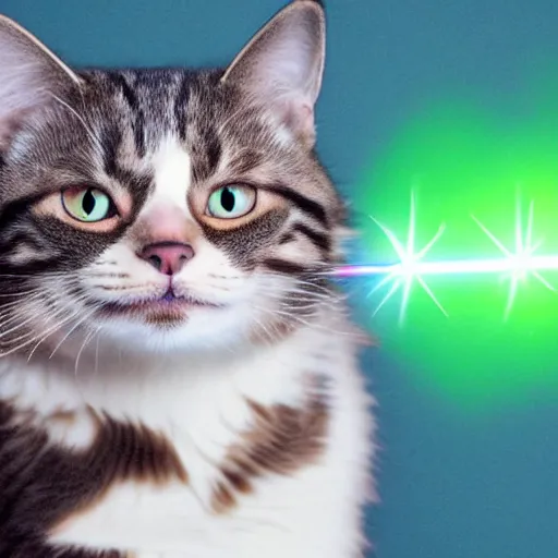 Image similar to a cat shooting lasers out of its eyes