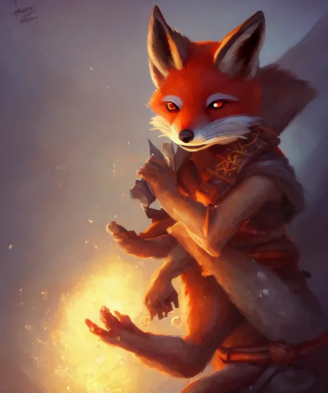 Prompt: a portrait of an anthropomorphic ninja fox eating a rice ball, ninja outfit, landscape background, cute and adorable, dnd character art portrait, well rendered matte fantasy painting, deviantart artstation, by jason felix by steve argyle by tyler jacobson by peter mohrbacher, cinematic lighting