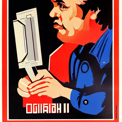 Image similar to soviet poster of web - designer