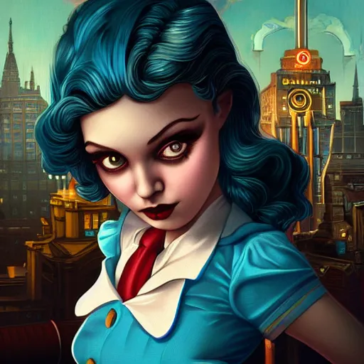 Image similar to Lofi Bioshock portrait Pixar style by Tristan Eaton Stanley Artgerm and Tom Bagshaw