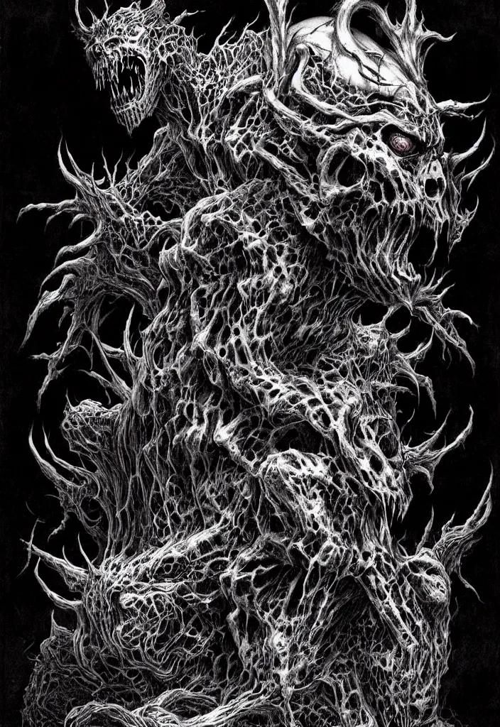 Image similar to a strange eerie magical scary creature in an eerie uncanny hell, transluscent neon, horror, concept art, detailed, intricate, award - winning, cinematic, by kentaro miura