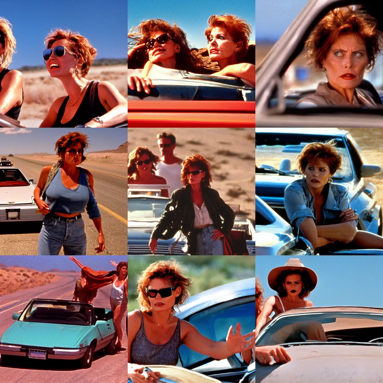 Prompt: a film still from thelma & louise ( 1 9 9 1 )