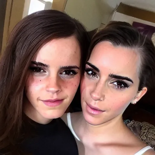 Image similar to a woman who is a combination of emma watson and kim kardashian, selfie