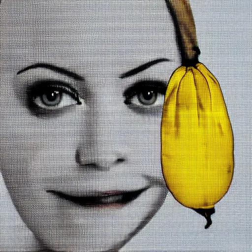 Image similar to a banana is wearing an emma stone head