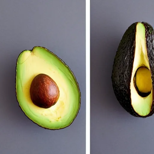 Image similar to cut in half avocado with emma watsons head as the seed