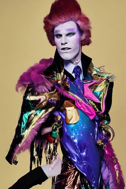 Image similar to portrait davis taylor brown dressed in 1 9 8 1 space fantasy fashion, avante garde